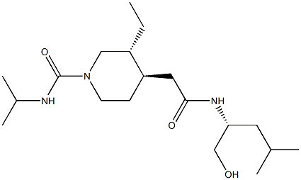 (3R,4R)-3-ethyl-4-[[(2R)-1-hydroxy-4-methyl-pentan-2-yl]carbamoylmethyl]-N-propan-2-yl-piperidine-1-carboxamide 结构式