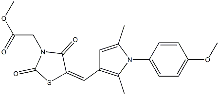 methyl (5-{[1-(4-methoxyphenyl)-2,5-dimethyl-1H-pyrrol-3-yl]methylene}-2,4-dioxo-1,3-thiazolidin-3-yl)acetate 结构式