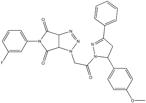 5-(3-fluorophenyl)-1-{2-[5-(4-methoxyphenyl)-3-phenyl-4,5-dihydro-1H-pyrazol-1-yl]-2-oxoethyl}-3a,6a-dihydropyrrolo[3,4-d][1,2,3]triazole-4,6(1H,5H)-dione 结构式