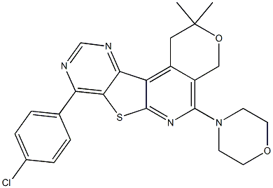 8-(4-chlorophenyl)-2,2-dimethyl-5-(4-morpholinyl)-1,4-dihydro-2H-pyrano[4'',3'':4',5']pyrido[3',2':4,5]thieno[3,2-d]pyrimidine 结构式