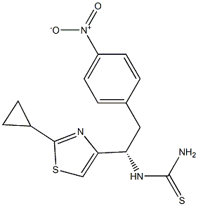 (S)-1-(1-(2-cyclopropylthiazol-4-yl)-2-(4-nitrophenyl)ethyl)thiourea 结构式
