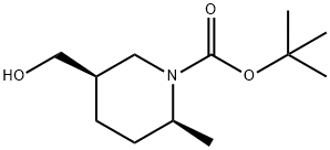 1-Piperidinecarboxylic acid, 5-(hydroxymethyl)-2-methyl-, 1,1-dimethylethyl ester, (2S,5R)- 结构式
