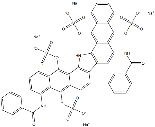 Benzamide, N,N'-[5,10,15,17-tetrakis(sulfooxy)-16H-dinaphtho[2,3-a:2',3'-i]carbazole-4,9-diyl]bis-, tetrasodium salt 结构式