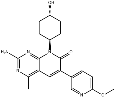2-amino-8-((1r,4r)-4-hydroxycyclohexyl)-6-(6-methoxypyridin-3-yl)-4-methylpyrido[2,3-d]pyrimidin-7(8H)-one 结构式