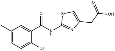 2-[2-(2-羟基-5-甲基苯甲酰氨基)-1,3-噻唑-4-基]乙酸 结构式