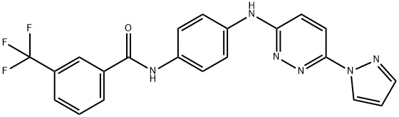 N-[4-[(6-pyrazol-1-ylpyridazin-3-yl)amino]phenyl]-3-(trifluoromethyl)benzamide 结构式