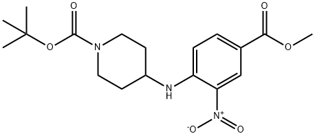 叔丁基4-(4-甲氧基羰基)-2-硝基苯氨基)哌啶-1-羧酸盐 结构式