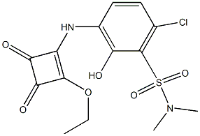 6-chloro-3-(2-ethoxy-3,4-dioxocyclobut-1-enylamino)-2-hydroxy-N,N-dimethylbenzenesulfonamide 结构式