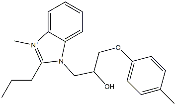 3-[2-hydroxy-3-(4-methylphenoxy)propyl]-1-methyl-2-propyl-3H-benzimidazol-1-ium 结构式