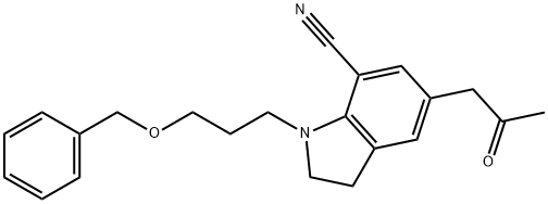 1-[3-(BENZYLOXY)PROPYL]-2,3-DIHYDRO-5-(2-OXOPROPYL)-1H-INDOLE-7-CARBONITRILE 结构式