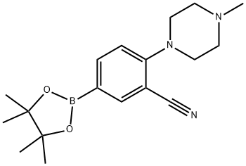 2-(4-methylpiperazin-1-yl)-5-(4,4,5,5-tetramethyl-1,3,2-dioxaborolan-2-yl)benzonitrile 结构式