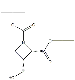 (2S,3R)-3-(羟甲基)氮杂环丁烷-1,2-二羧酸二叔丁酯 结构式