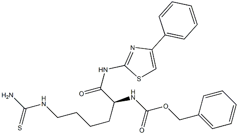 (S)-benzyl 1-oxo-1-(4-phenylthiazol-2-ylamino)-6-thioureidohexan-2-ylcarbamate 结构式