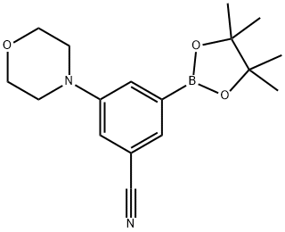 3-吗啉代-5-(4,4,5,5-四甲基-1,3,2-二氧杂硼杂环戊烷-2-基)苯甲腈 结构式