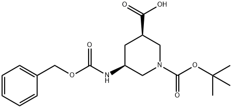 (3R,5S)-5-(((benzyloxy)carbonyl)amino)-1-(tert-butoxycarbonyl)piperidine-3-carboxylic acid 结构式