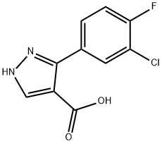 3-(3-chloro-4-fluorophenyl)-1H-pyrazole-4-carboxylic acid 结构式