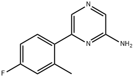 2-Amino-6-(4-fluoro-2-methylphenyl)pyrazine 结构式