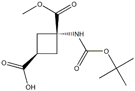 cis-3-{[(tert-butoxy)carbonyl]amino}-3-(methoxycarbonyl)cyclobutane-1-carboxylic acid 结构式