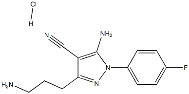 5-amino-3-(3-aminopropyl)-1-(4-fluorophenyl)-1H-pyrazole-4-carbonitrile hydrochloride 结构式
