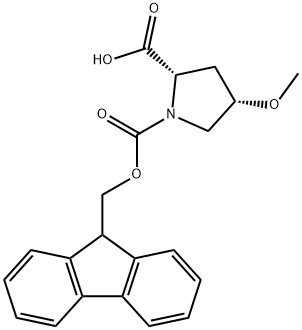 (2S,4S)-1-(((9H-芴-9-基)甲氧基)羰基)-4-甲氧基吡咯烷-2-羧酸 结构式