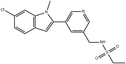 N-((5-(6-chloro-1-methyl-1H-indol-2-yl)pyridin-3-yl)methyl)ethanesulfonamide 结构式