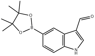 5-(4,4,5,5-tetramethyl-1,3,2-dioxaborolan-2-yl)-indole-3-carbaldehyde 结构式