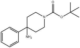 叔-丁基 4-氨基-4-苯基哌啶-1-甲酸基酯 结构式