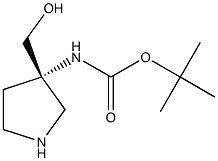 tert-butyl (S)-(3-(hydroxymethyl)pyrrolidin-3-yl)carbamate 结构式