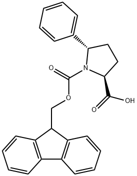 (2S,5S)-1-(((9H-芴-9-基)甲氧基)羰基)-5-苯基吡咯烷-2-羧酸 结构式