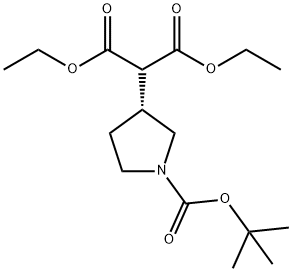 (R)-2-(1-(叔丁氧羰基)吡咯烷-3-基)丙二酸二乙酯 结构式