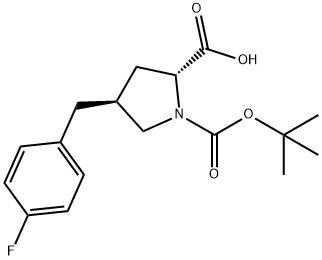 (2R,4S)-4-[(4-fluorophenyl)methyl]-1-[(2-methylpropan-2-yl)oxycarbonyl]pyrrolidine-2-carboxylic acid 结构式