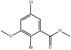 2-溴-5-氯-3-甲氧基苯甲酸甲酯 结构式