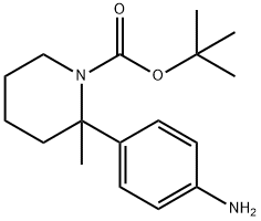 1-Piperidinecarboxylic acid, 2-(4-aminophenyl)-2-methyl-, 1,1-dimethylethyl ester 结构式