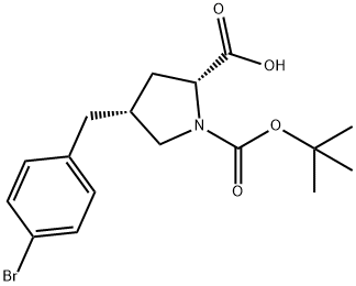 (2R,4R)-4-[(4-bromophenyl)methyl]-1-[(2-methylpropan-2-yl)oxycarbonyl]pyrrolidine-2-carboxylic acid 结构式