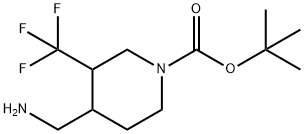 4-Aminomethyl-3-trifluoromethyl-piperidine-1-carboxylic acid tert-butyl ester 结构式