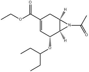 7-Azabicyclo[4.1.0]hept-3-ene-3-carboxylic acid, 7-acetyl-5-(1-ethylpropoxy)-, ethyl ester, (1R,5R,6R)- 结构式