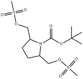 tert-butyl 2,5-bis(((methylsulfonyl)oxy)methyl)pyrrolidine-1-carboxylate 结构式