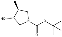 (3R,4S)-3-羟基-4-甲基吡咯烷-1-甲酸叔丁酯 结构式