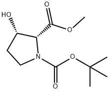 1-(叔丁基) 2-甲基 (2R,3S)-3-羟基吡咯烷-1,2-二羧酸酯 结构式