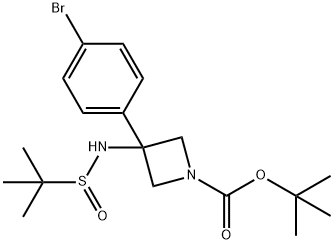 1-BOC-3-[[(叔丁基)亚磺酰基]氨基]-3-(4-溴苯基)氮杂环丁烷 结构式