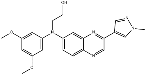 2-((3,5-dimethoxyphenyl)(3-(1-methyl-1H-pyrazol-4-yl)quinoxalin-6-yl)amino)ethanol 结构式