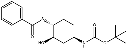 {(1R,2R,4R)-4-[(叔丁氧羰基)-氨基]-2-羟基环己基}苯硫代酯 结构式