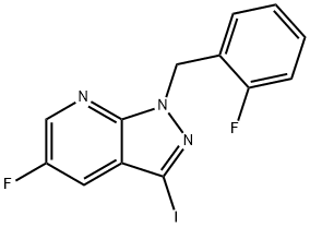 5-氟-1-(2-氟苯基)-3-碘-1H-吡唑酮基[3,4-b]吡啶 结构式