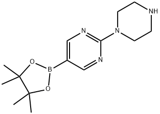2-(哌嗪-1-基)-5-(4,4,5,5-四甲基-1,3,2-二氧硼杂环戊烷-2-基)嘧啶 结构式