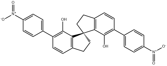 (R)-2,2',3,3'-四氢-6,6'-双(4-硝基苯基)-1,1'-螺二[1H-茚]-7,7'-二醇 结构式