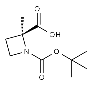 (S)-1-(TERT-BUTOXYCARBONYL)-2-METHYLAZETIDINE-2-CARBOXYLIC ACID 结构式