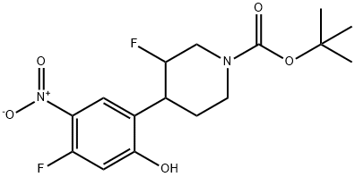 tert-butyl 3-fluoro-4-(4-fluoro-2-hydroxy-5-nitrophenyl)piperidine-1-carboxylate 结构式