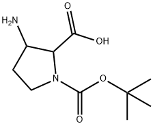 1,2-Pyrrolidinedicarboxylic acid, 3-amino-, 1-(1,1-dimethylethyl) ester 结构式