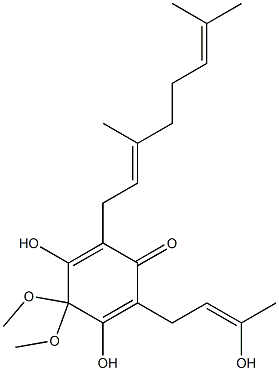 2-[(2E)-3-Hydroxy-2-butenyl]-3,5-dihydroxy-4,4-dimethoxy-6-[(2E)-3,7-dimethyl-2,6-octadienyl]-2,5-cyclohexadien-1-one 结构式