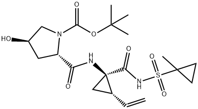 tert-butyl (2S,4R)-4-hydroxy-2-(((1R,2S)-1-(((1-methylcyclopropyl)sulfonyl)carbamoyl)-2-vinylcyclopropyl)carbamoyl)pyrrolidine-1-carboxylate 结构式